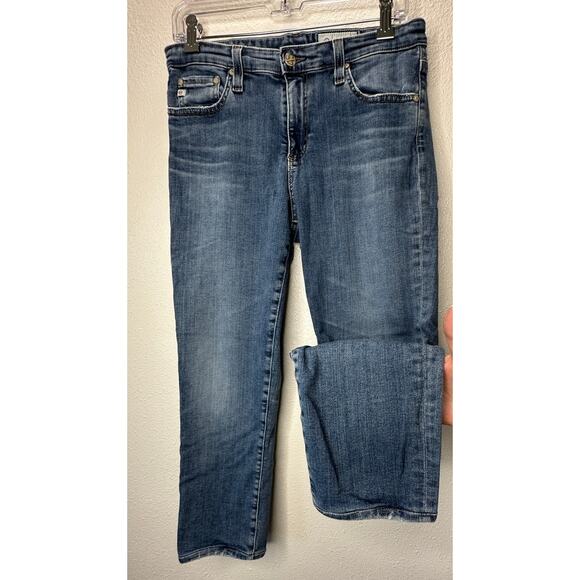 AG Medium Wash Whiskered Prima Crop Cigarette Leg Jeans 30 - Picture 1 of 13